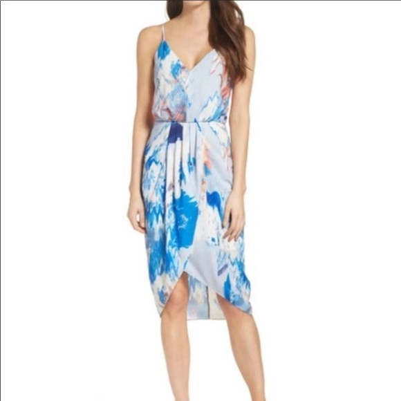Chelsea28 blue watercolor floral print dress 8 - Picture 1 of 6